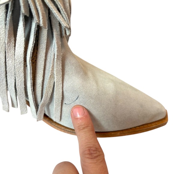 Free People Lawless Suede Fringe Ankle Boot Pointed Toe Western Cowboy Boots 9.5 - Picture 9 of 10